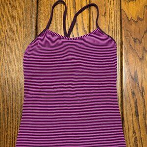 Lululemon Power Y Tank Top – Size 6 Purple Magenta Stripe